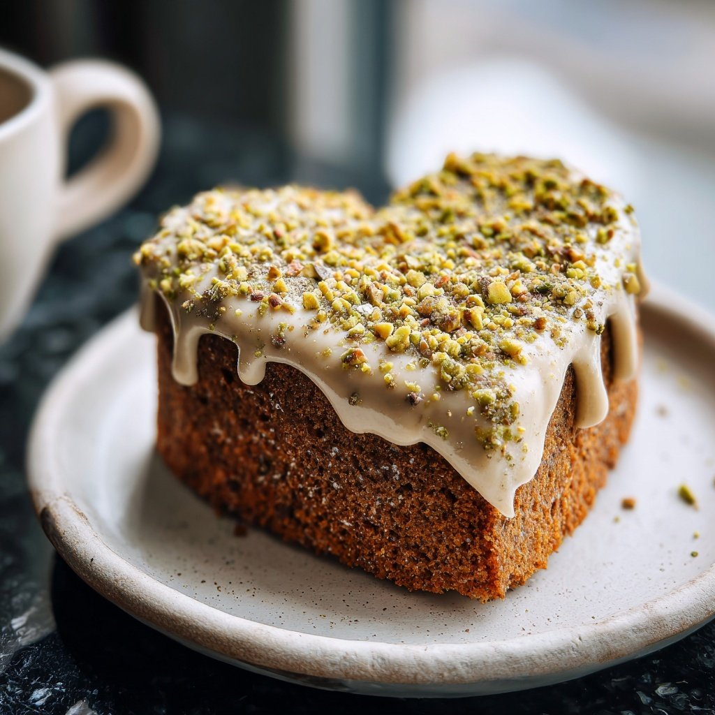Mini Heart Cake with Pistachio Vanilla Frosting