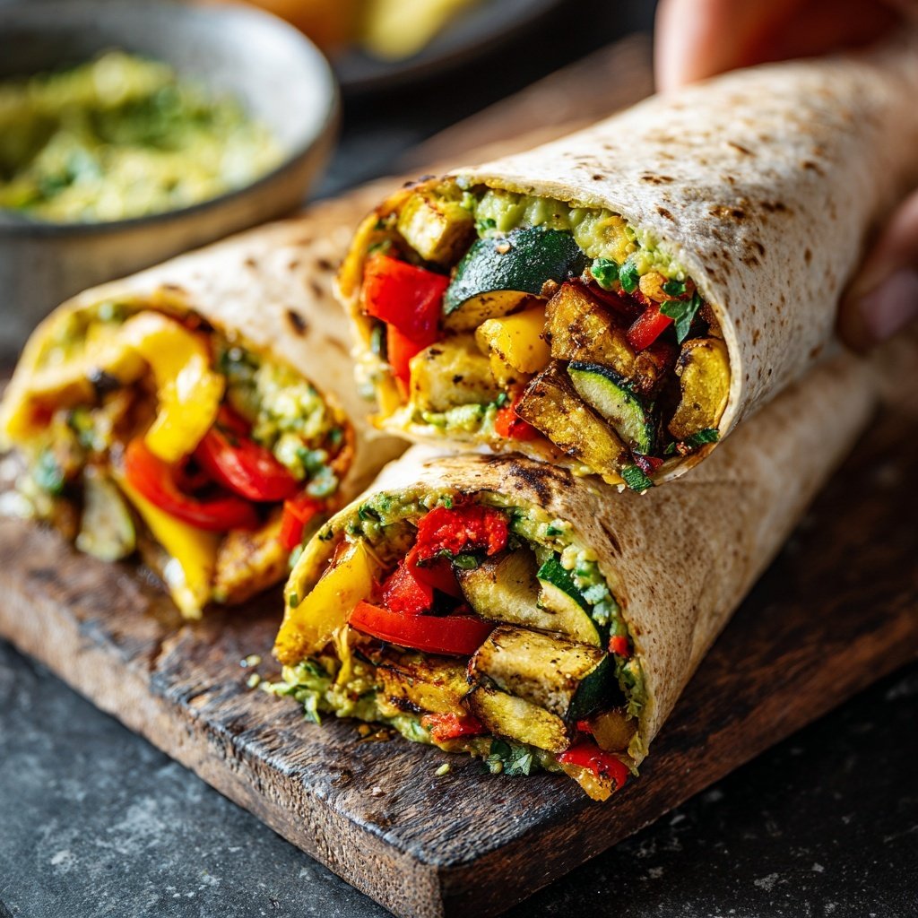 Healthy Lunch Roasted Veggie Wraps