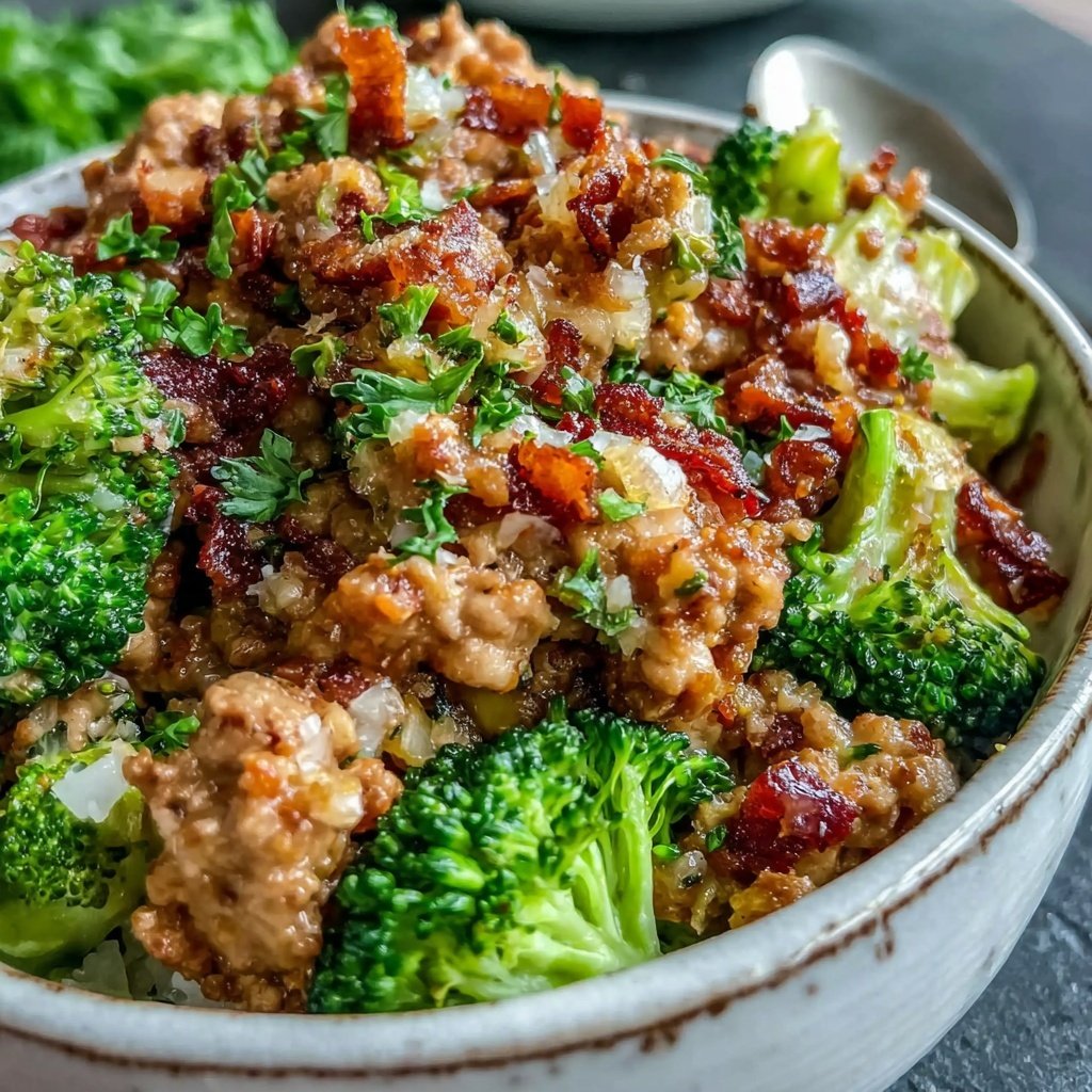 Ground Chicken And Broccoli Bowl