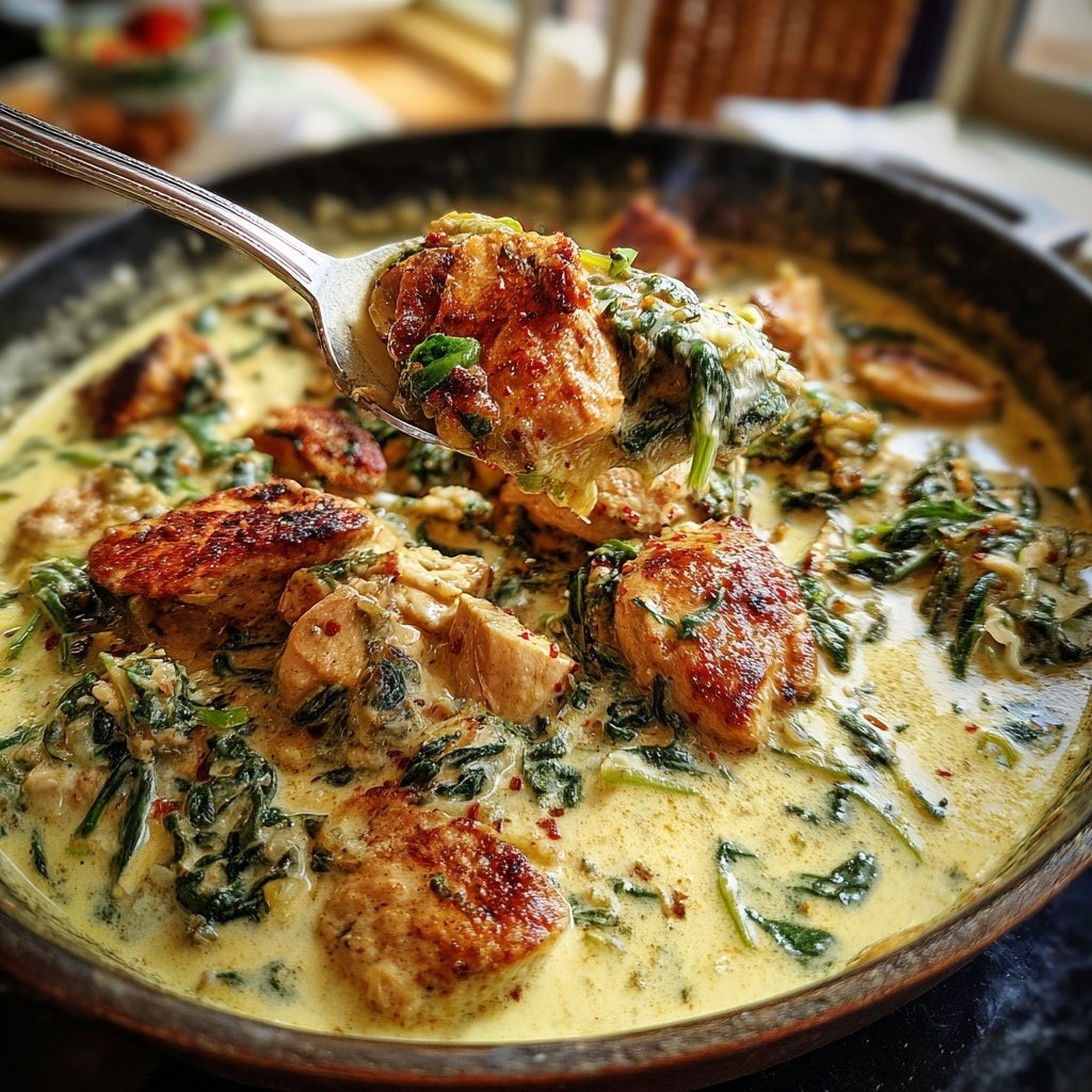Creamy Lemon Chicken And Spinach Skillet