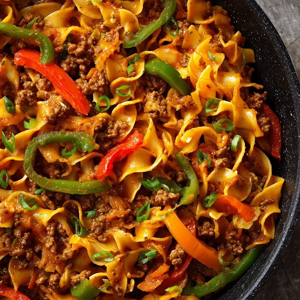 Ground Beef And Noodle Skillet