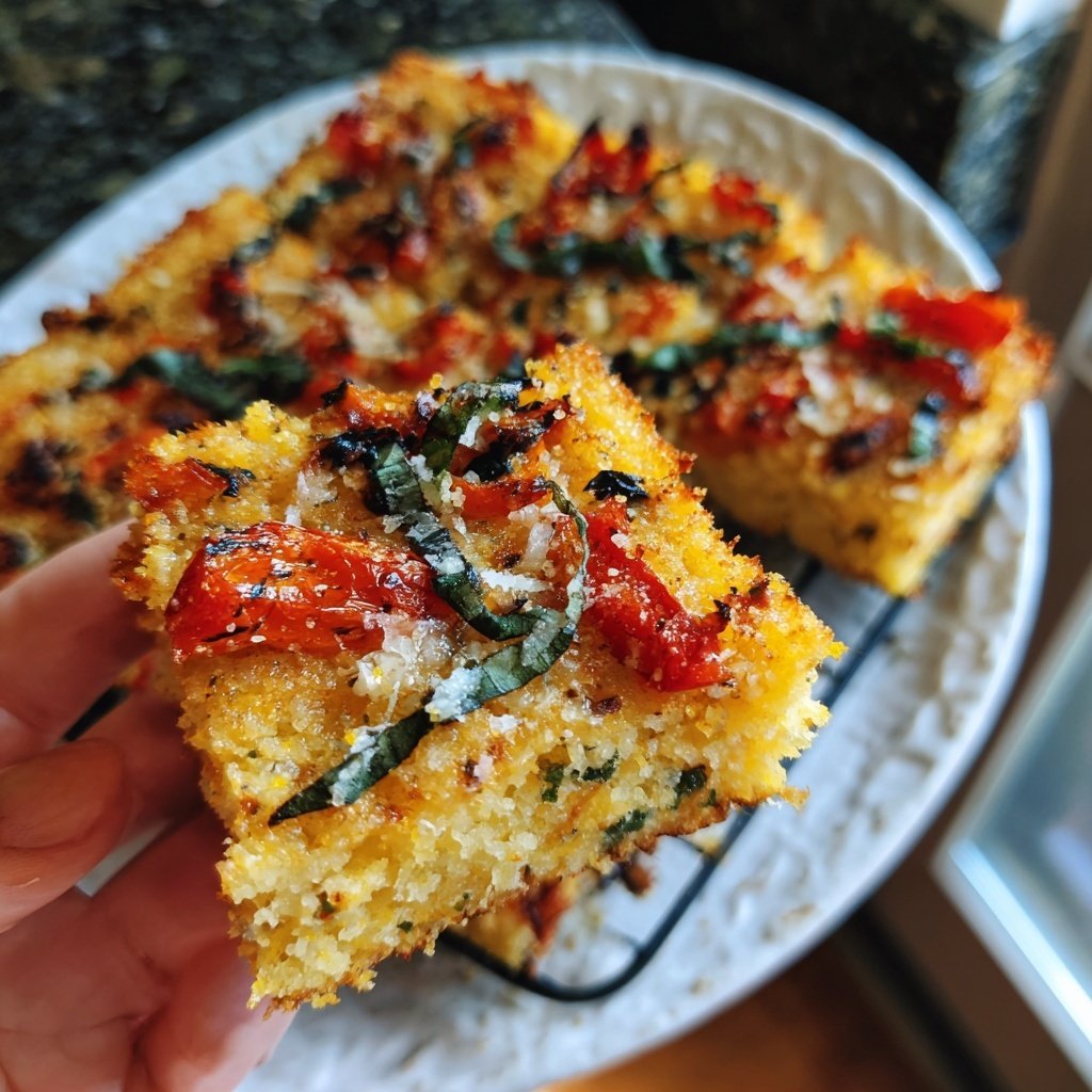 Crispy Polenta Veggie Squares