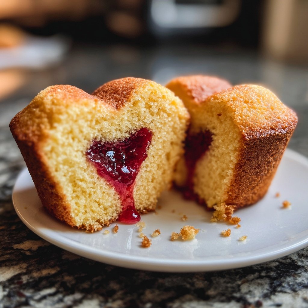 Mini Heart Cake with Strawberry Jam Center