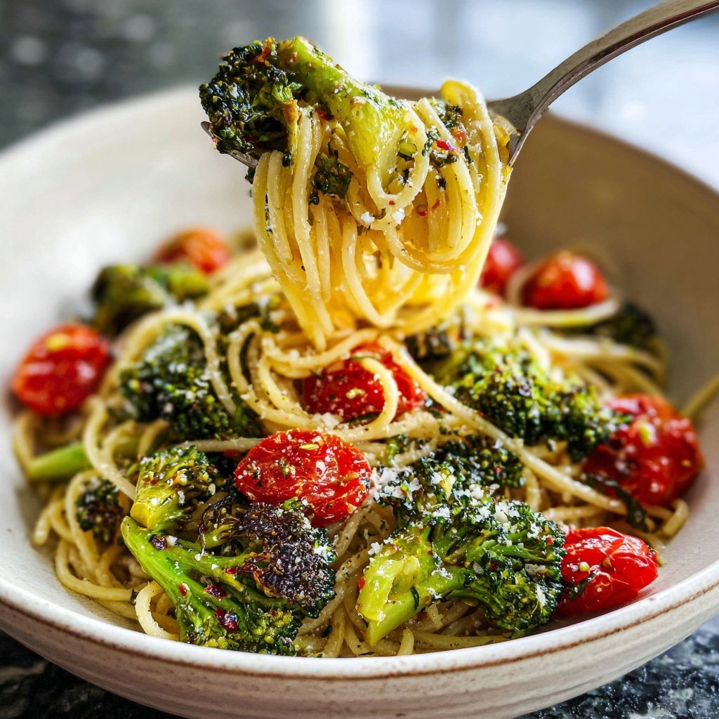 Roasted Broccoli Veggie Pasta