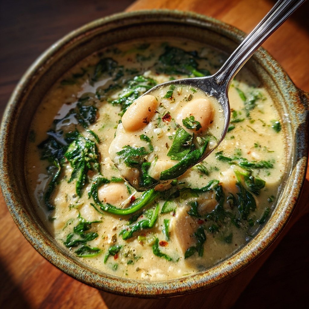Creamy White Bean Soup With Spinach