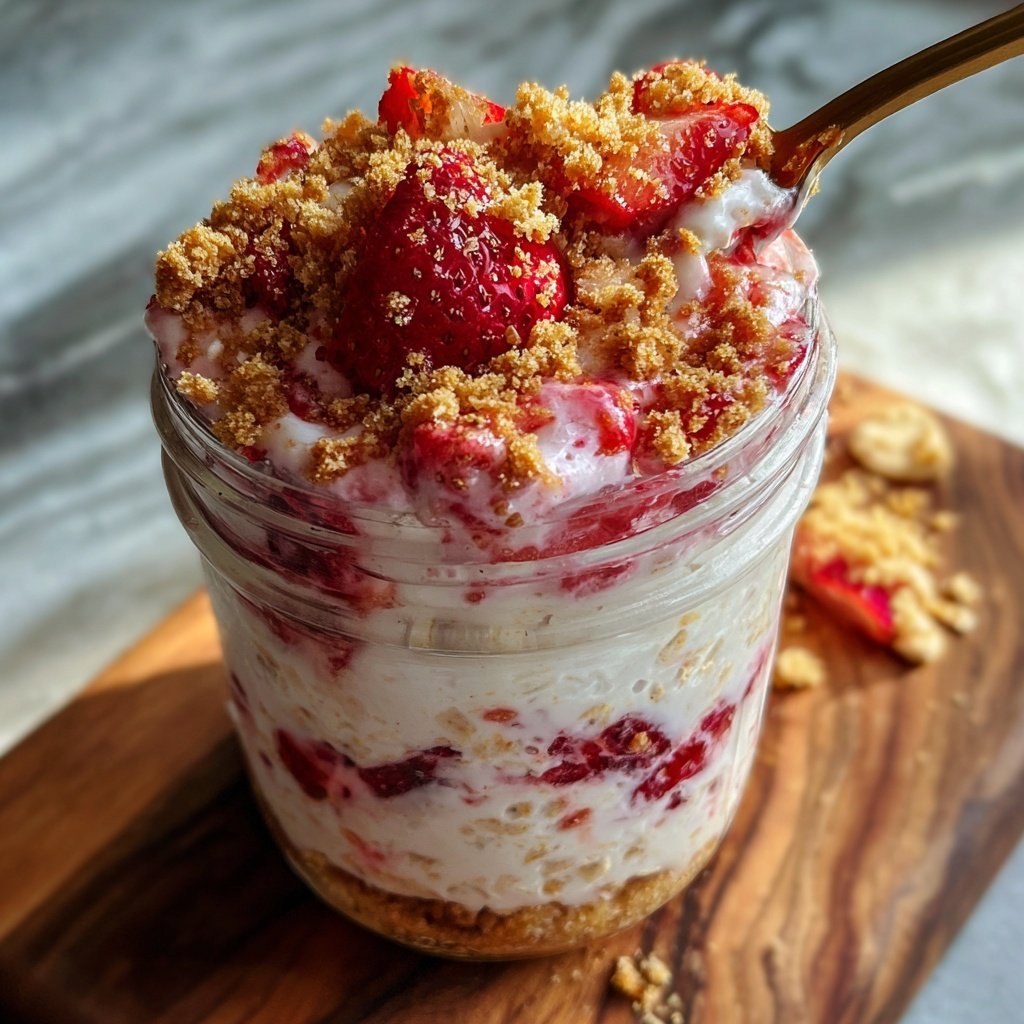 No Bake Strawberry Cheesecake Oats